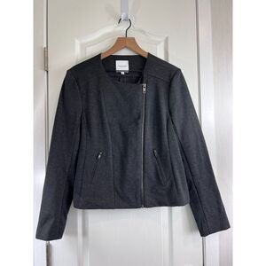 Catherine Malandrino Runway Style Women's Charcoal Gray Moto Jacket Size L